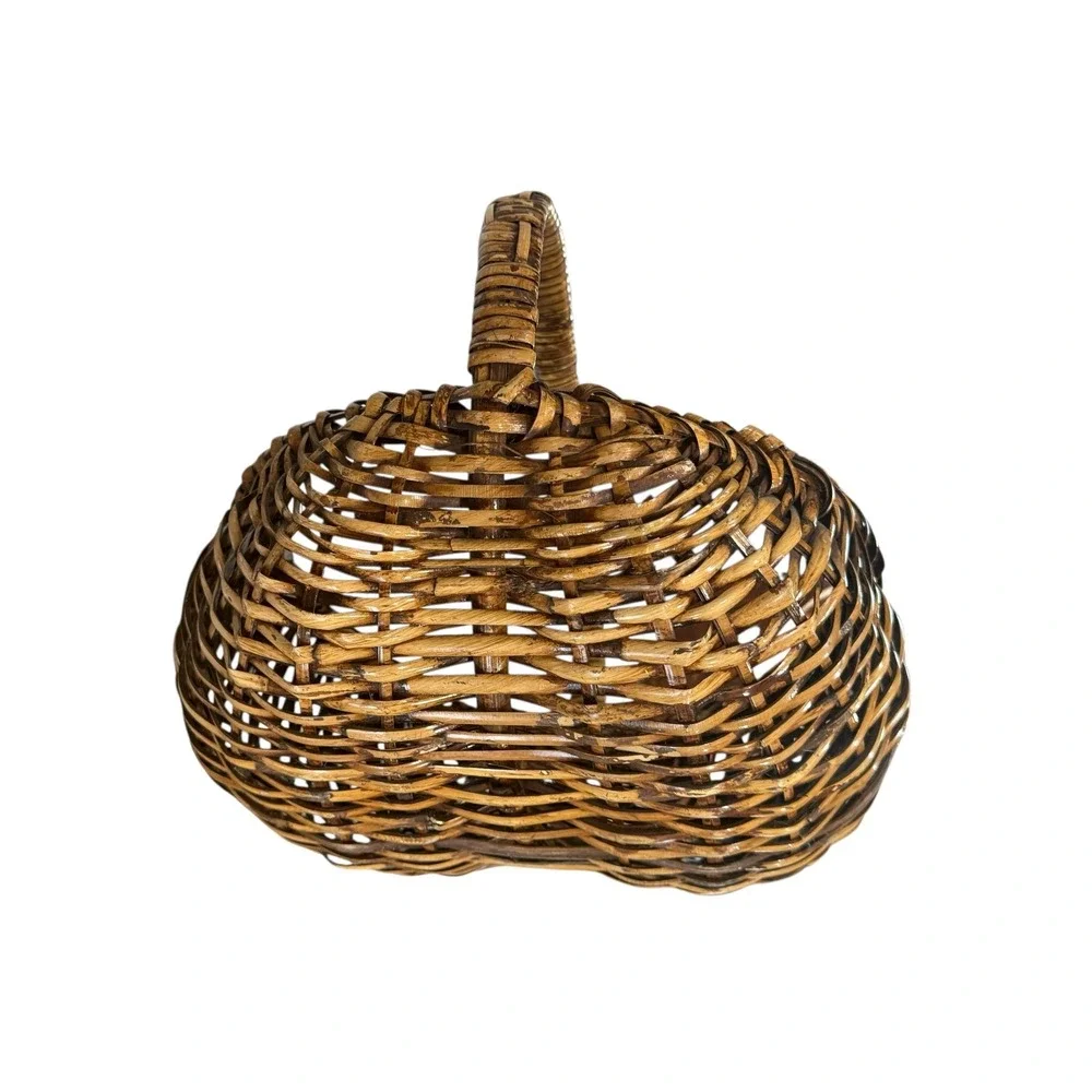 Vintage‎ Woven Buttocks Basket Rustic Primitive Wicker Gathering Farmhouse Decor